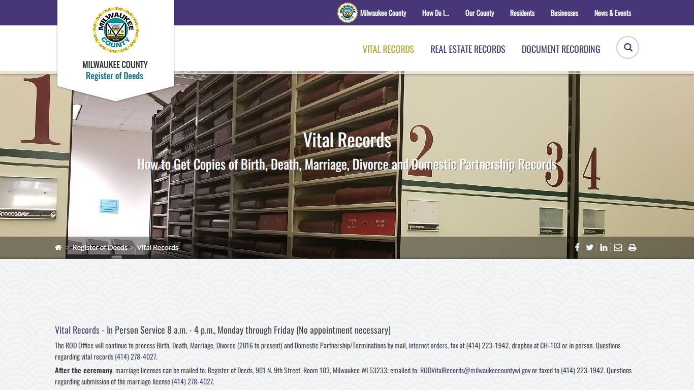 Milwaukee County Vital Records | Milwaukee County Register of Deeds